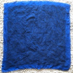 Vintage paisley scarf in cobalt blue